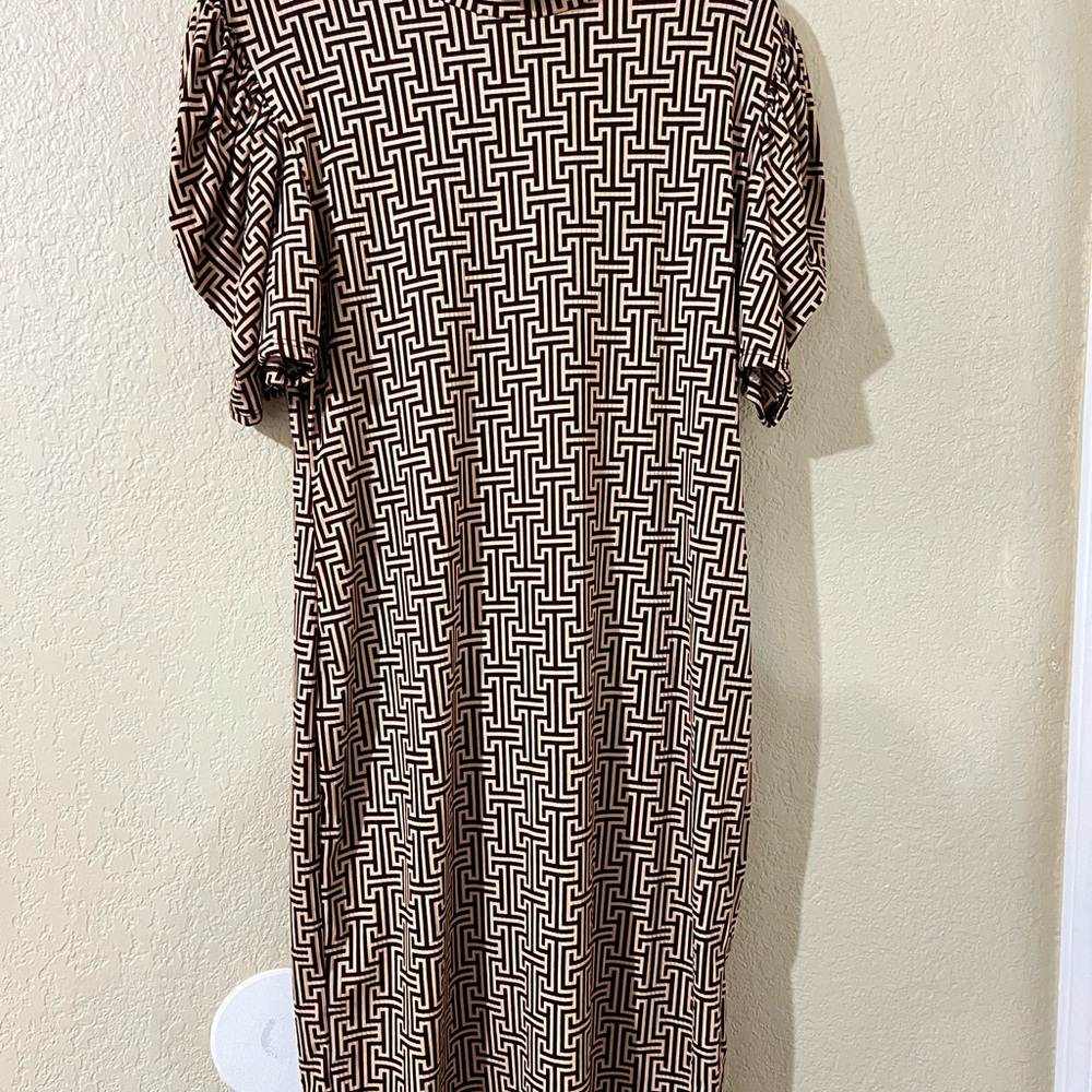 Geometric Patterned Brown Dress